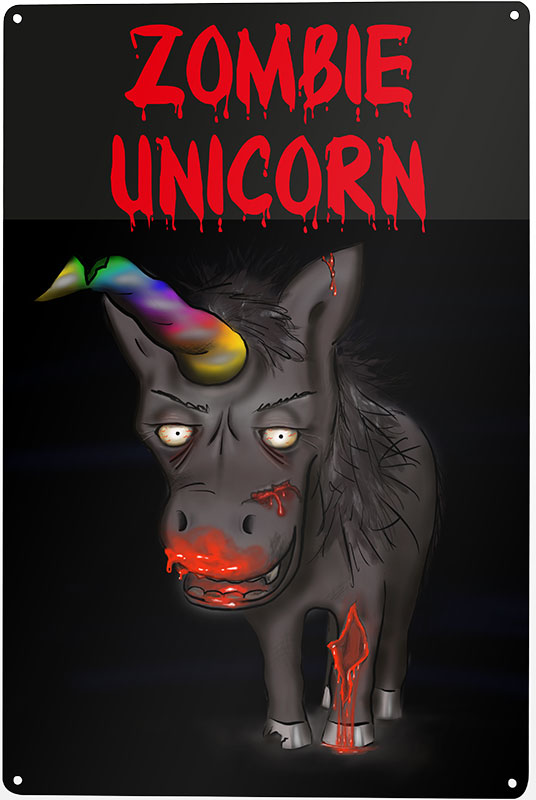 Blechschild - Zombie Unicorn