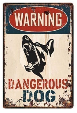 Blechschild - WARNING DANGEROUS DOG
